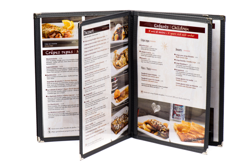 Carte à fenêtre multi-vues ouverte avec photos de plats