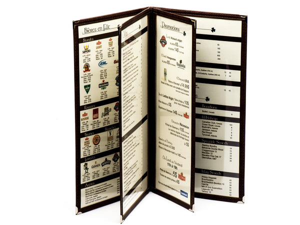 Carte à fenêtre 6-12 vues ouverte en accordéon avec menu illustré